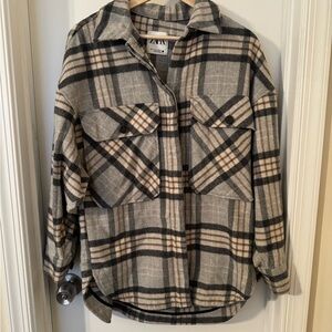 Zara Plaid Button-Up Shirt Jacket